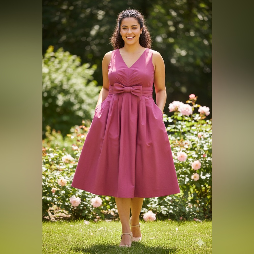 Banana Republic Pink Party Midi Dress 🎉 pockets